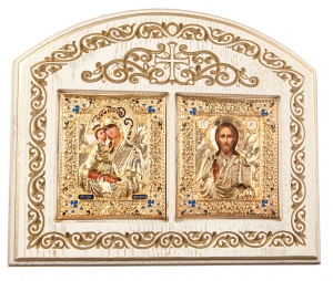Икона: Божья Матерь «Почаевская» и Спаситель (позолота)