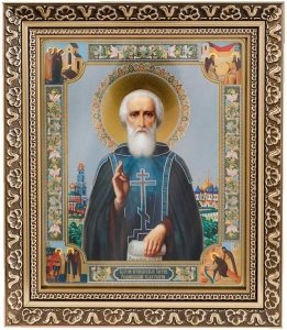 Икона «святой преподобный Сергий Радонежский чудотворец» (багет,26х22)