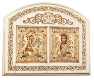 Икона: Божья Матерь «Почаевская» и Спаситель (позолота)