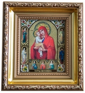 Икона Пресвятой Богородицы с предстоящими «Почаевская» (гальваника,багет)